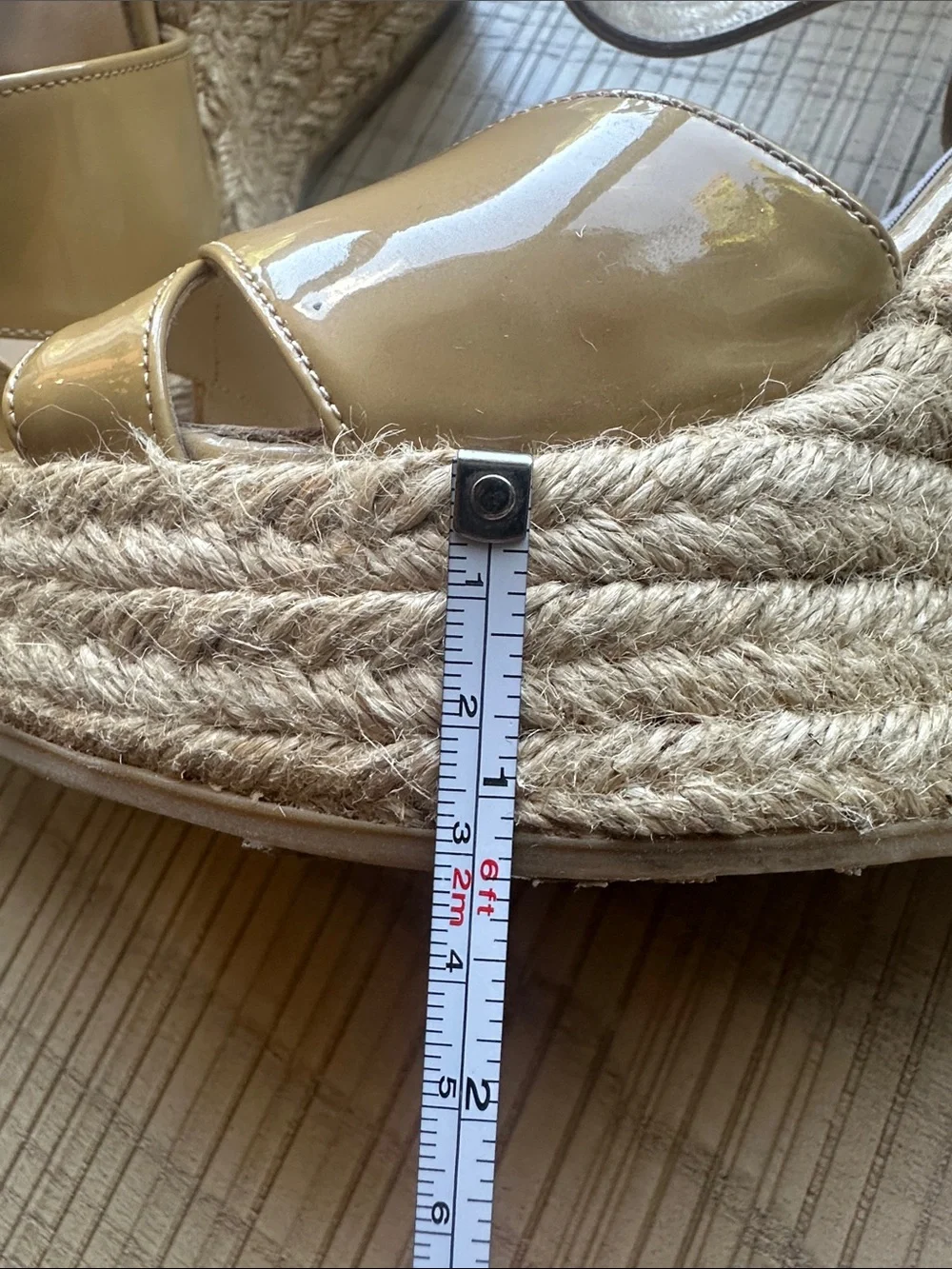 Jimmy Choo Nude Patent Espadrille- size 7